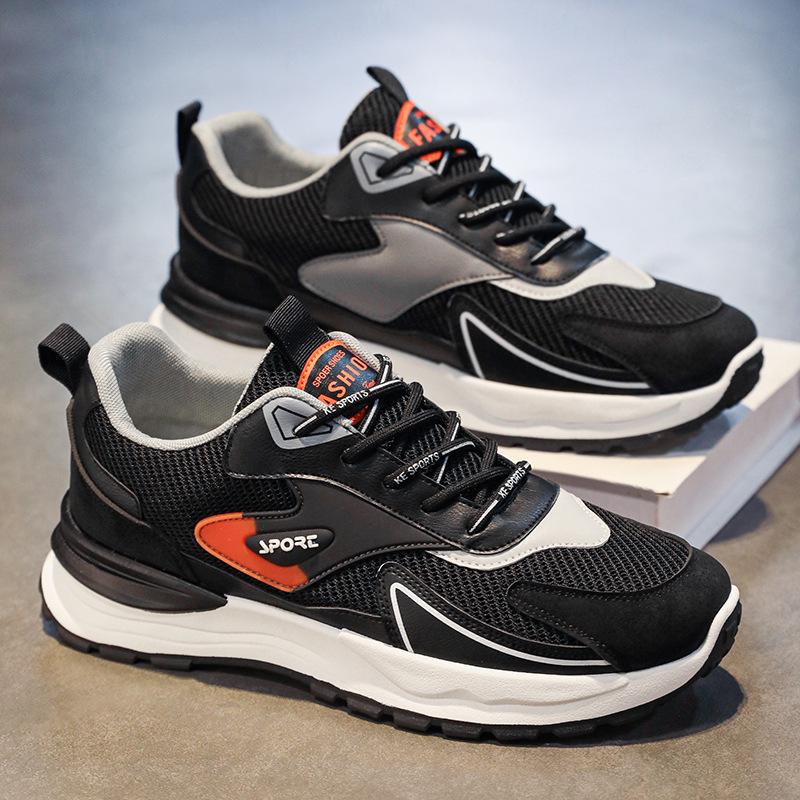 Men's Autumn Breathable Mesh Sneakers, Korean Style, Trendy Thick-Soled Casual Running Dad Shoes