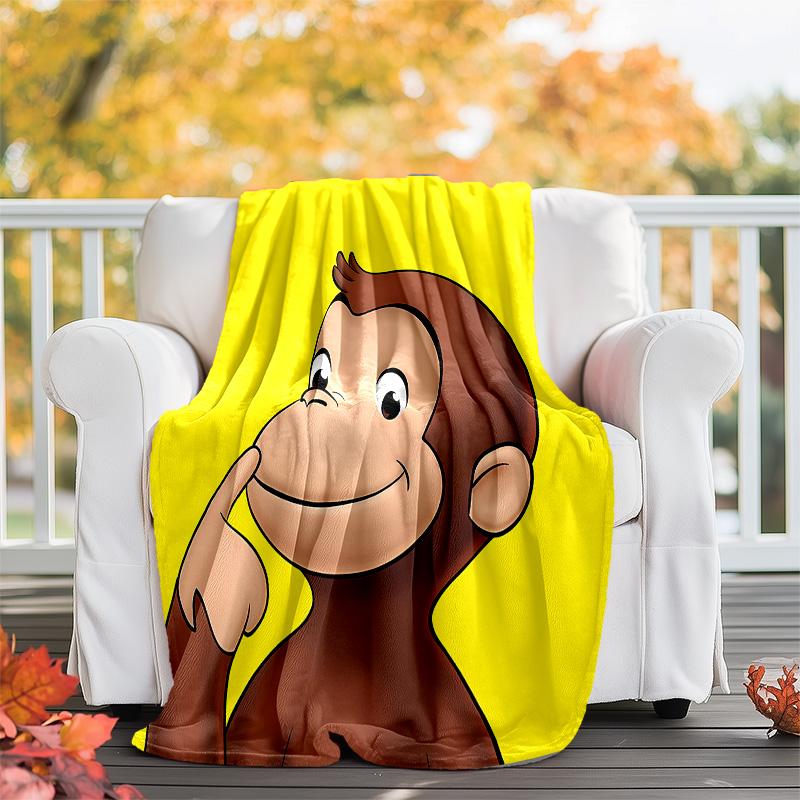 Curious George1 printed throw blanket—lightweight,soft,warm;versatile blanket for all seasons—perfect as &air-conditioning throw,nap blanket