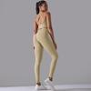 European and American seamless knitted solid color beautiful back high elastic tight yoga suit set running fitness suit two-piece set women