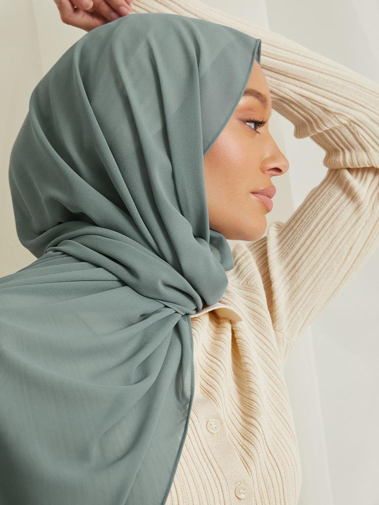 High Quality Premium Chiffon Scarf Stretchy Hijab Plain Head Scarves Women Hijab