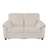 3-in-1 Double Sofa Bed with Adjustable Backrest and Bed Function, Convertible Sofa with USB Charging Port, Chenille Fabric, Beige, Incl. 2 Cushions