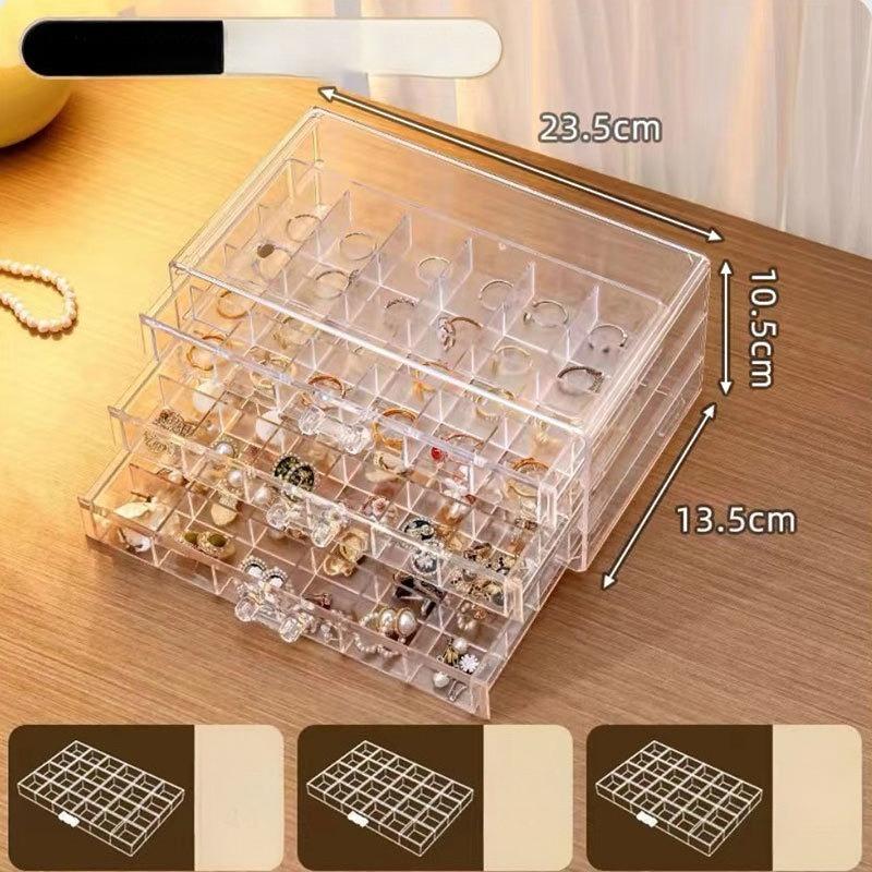 Multi-layer Jewelry Storage Box, Transparent High-end Ring, Stud Earrings, Necklace, Storage Display Rack, Drawer, Jewelry Box.