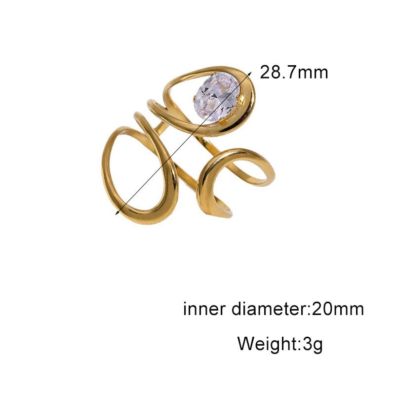 Stainless Steel Exquisite Zircon Rings for Women Men Geometric Smooth Hollow No Fading Opening Rings Jewelry Jewelry Accessories