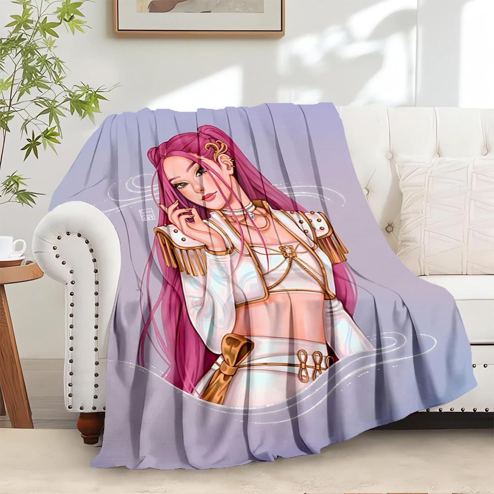 K-POP Anime Girls Group  Four Seasons Soft Warm Blanket  All-Season Thick Knit Polyester Bedspread for Bed, Camping, Travel  Perfect Gift