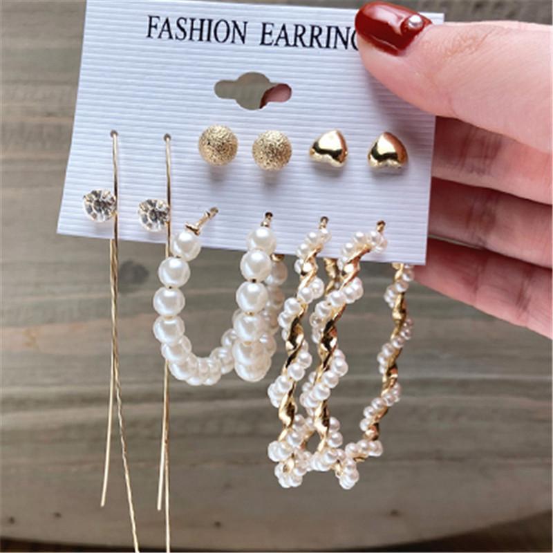 Modyle Vintage Pearl Butterfly Leopard Acrylic Earring Set For Women Girls Heart Earrings Elegant Wedding Party Jewellery