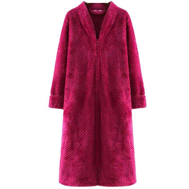 Zipper Nightgown for Men and Women Couple plus Size Chubby Girl Bathrobe for Women Autumn and Winter Long Homewear Coral Velvet Pajamas Nightdress