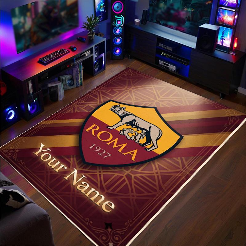Crystal Velvet Rug AS Roma Print Custom Name Text Floor Mat Home Decor