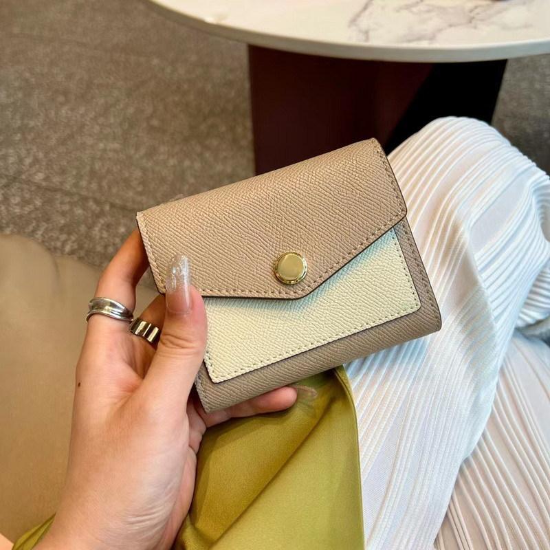 

Новый короткий кошелек из коровьей кожи с рисунком пальмы, цветной блок, тройной сгиб, кошелек из натуральной кожи, цветной кожаный зажим, цветная блокирующая сумка для карт 11.5x2.5x10cm