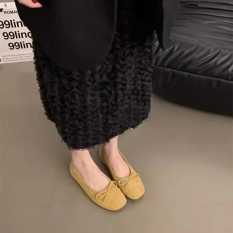 

Новые женские туфли 2024 года, высококачественные модные туфли без застежек, подходящие по цвету, с квадратным носком и неглубоким вырезом, женские туфли на плоской подошве 39 жёлтый