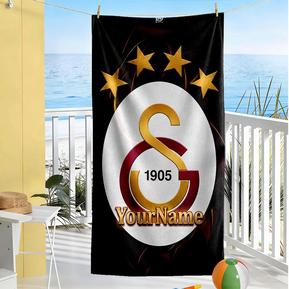 Galatasaray Customized Name Beach Towel High Absorbency & Quick-Dry Perfect for Traveling Yoga Camping and Swimming