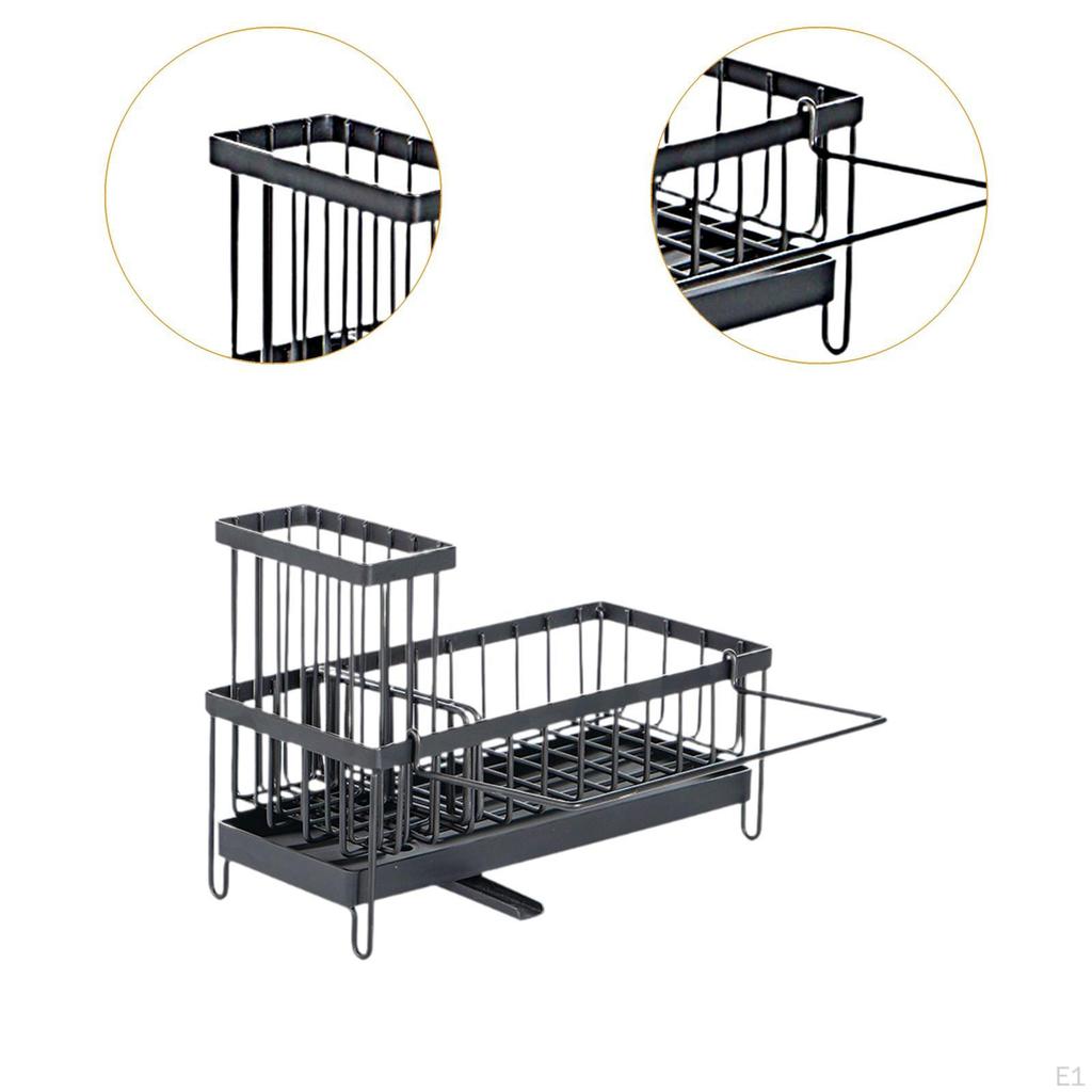 Kitchen Sink Organizer Sponge Holder, Drainer Rack Rustproof Gadget with Brush