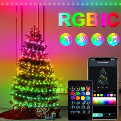 20M Dream Color USB 5V LED Sting Light Bluetooth Music APP RGBIC Addressable Fairy Lights Birthday Party Garland Christmas Decor