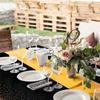 AEE4-4Pcs Disposable Plastic Tablecloths Table Runner Set Satin Table Runner For Wedding Birthday Party Decorations
