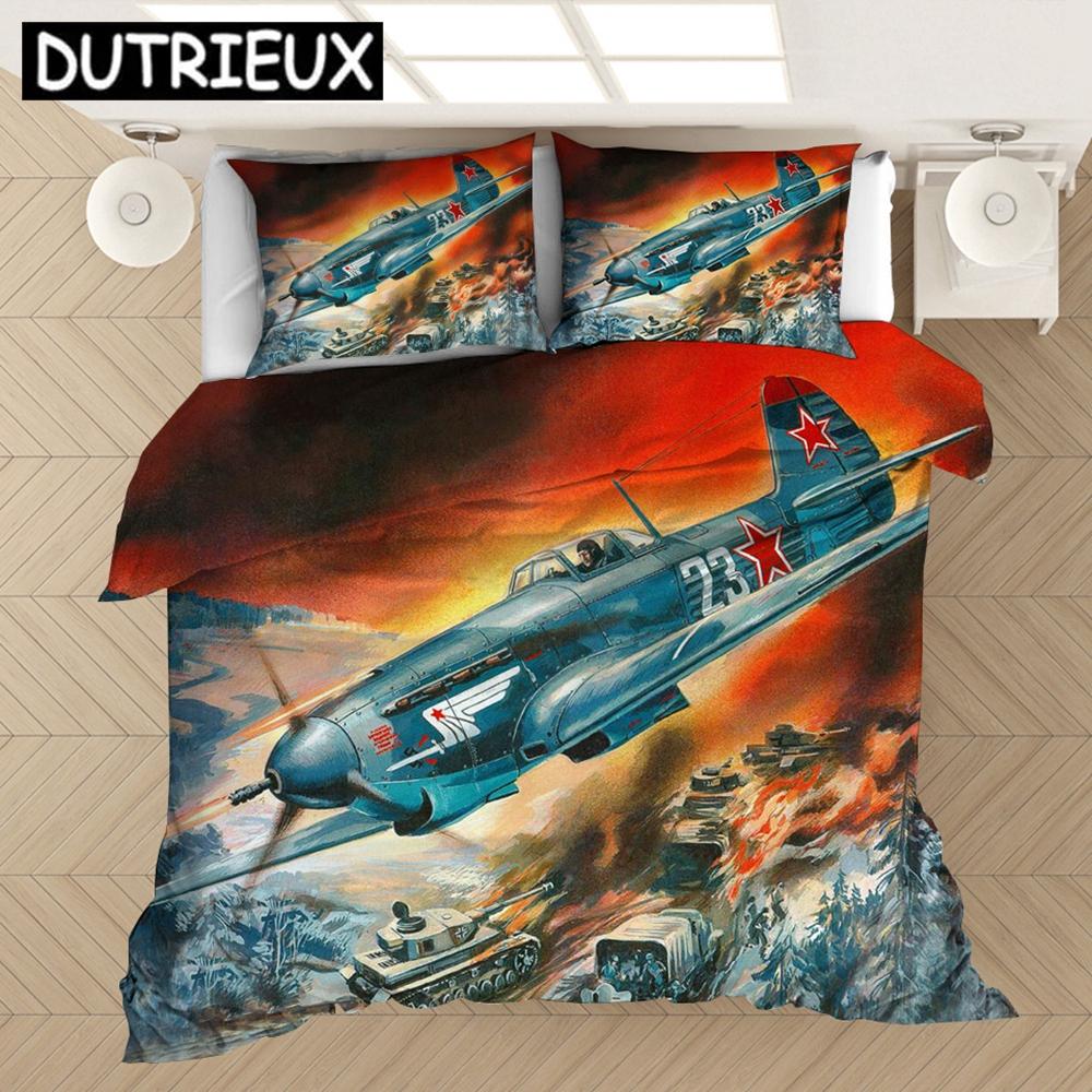 3D - Printed Airplane - Themed Bedding Set With Duvet Covers Pillowcases And Comforter Made Of Bed Linen