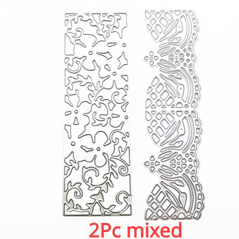 

2шт miexd кружева край рамки резка кристаллы металлические матрицы слой кружева край кристалла скрапбукинг альбом карты изготовление тиснения трафарета вырезки украшение