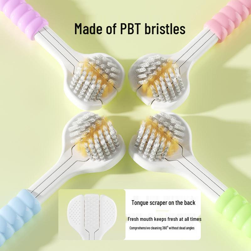 Two-Pack High-Grade Soft Bristle Three-Sided Toothbrush for Adults with Spiral Bristles.