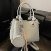 New fashionable and simple lychee pattern portable bucket bag niche design commuter versatile messenger bag women