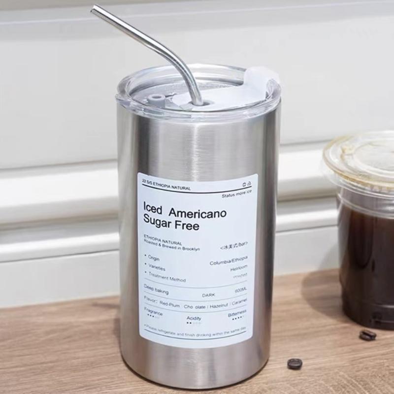 Coffee Cup Thermos Cup 600ml Vacuum Flasks Portable Stainless Steel Thermos Cup Water Bottle  Office Thermos Cup