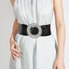 Vintage Korean Style Wide Belt For Dresses With Alloy Buckle And Elastic Waist For Winter Fashion