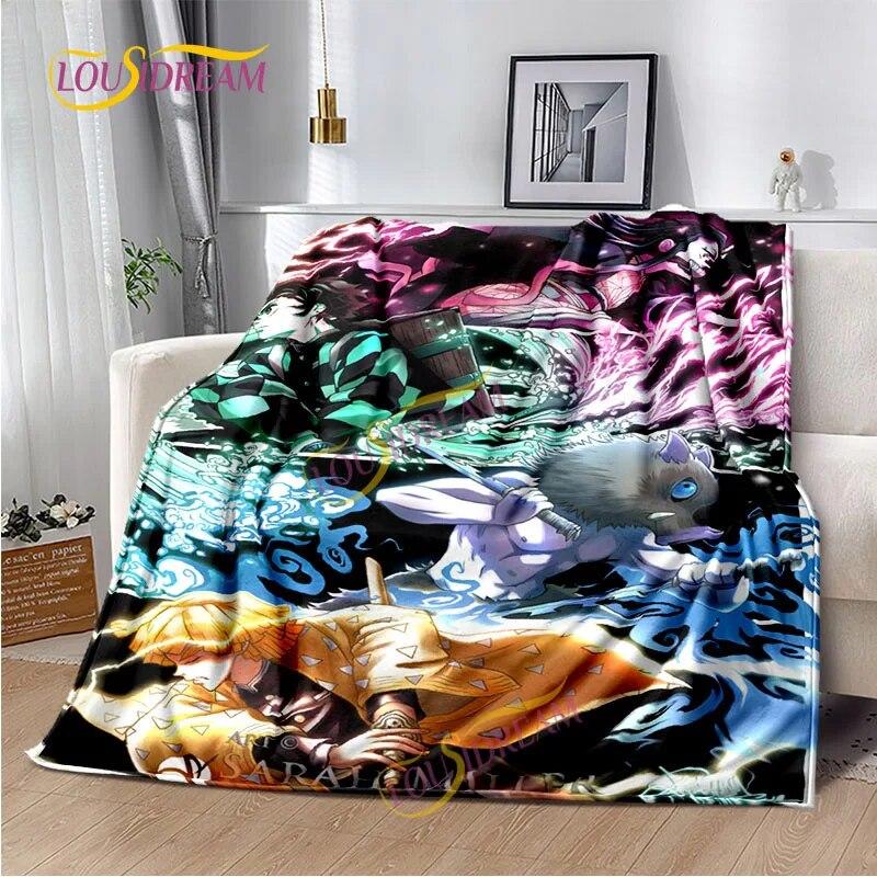 Japanese Cartoon Series Blanket Living Room Bed Sofa Travel 3D Demon Slayer Blanket Cartoon Home Office Hiking Gift