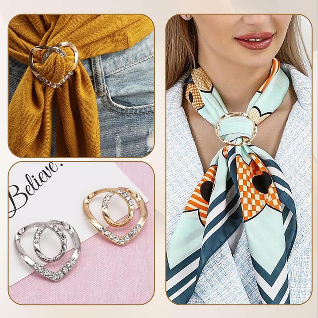 4pcs Fashion Metal Round Circle Clip Buckle Shawl T-Shirt Tie Clip Brooch Waist Buckle Versatile Clothing Ring Wrap Holder