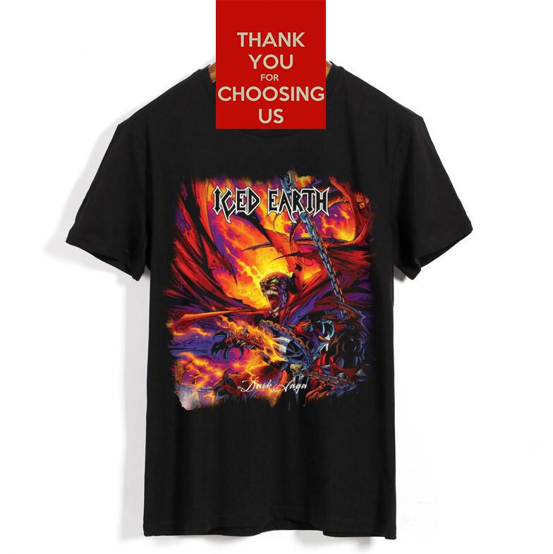 New Iced Earth Shirt The Dark Saga Rock Tee Men And Women T Shirt All Size Unisex T-Shirt