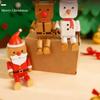 Santa Claus Shaking Wooden Man Figurine Car Decoration Small Ornaments Leg-swinging Robot Figurine Cute Wood Man Car