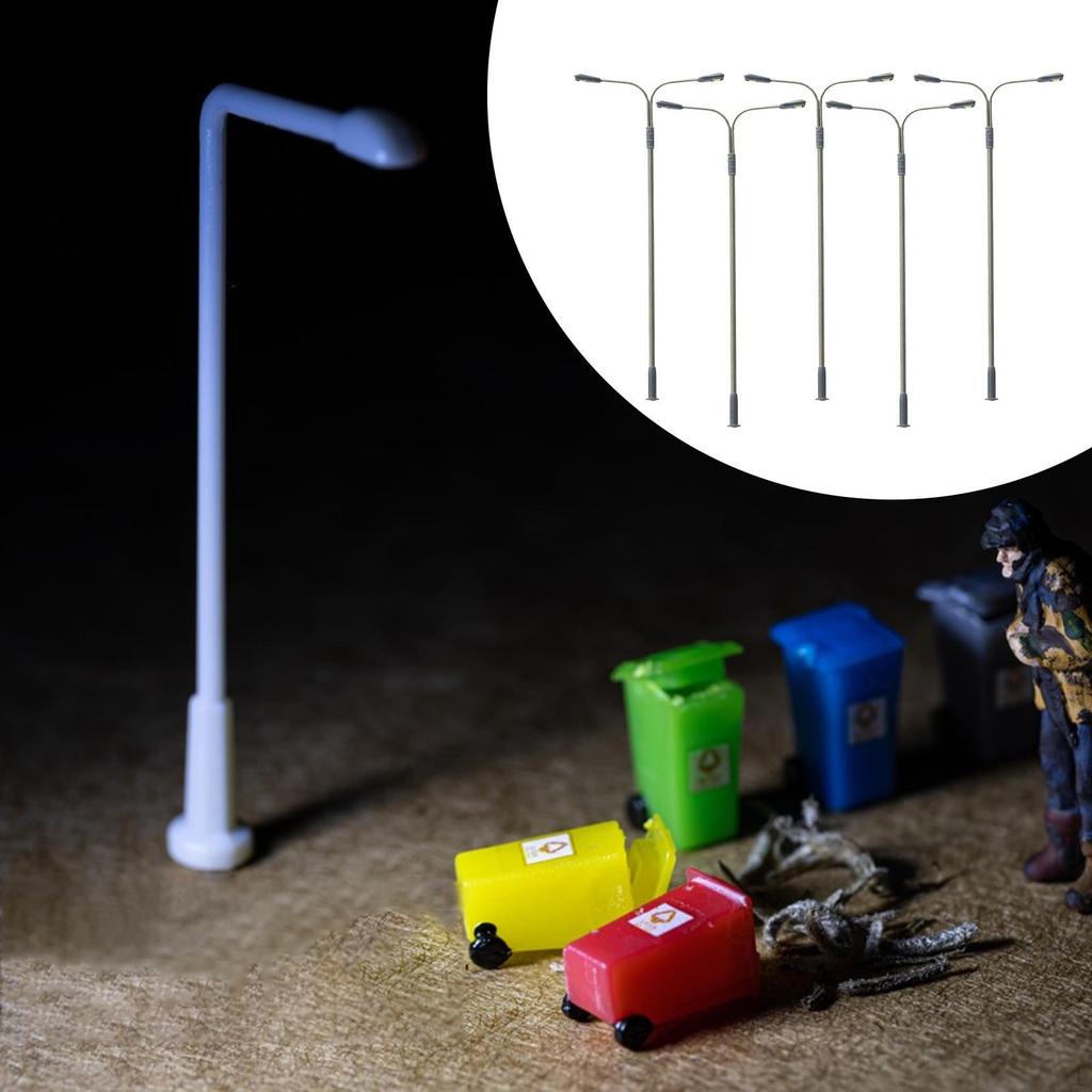 5 Pieces Mini Street Lights Model ,Outdoor Pathway Lantern Post, Railway Train Lamps Post for