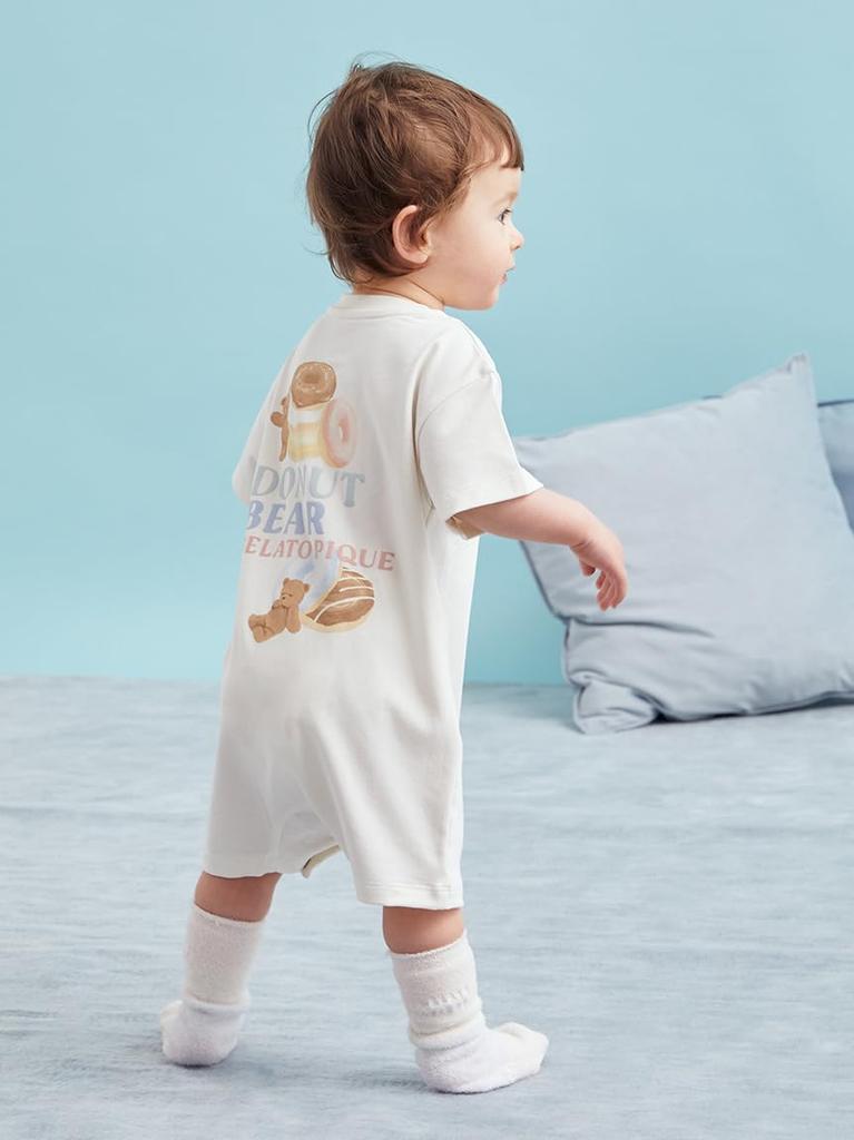 BABY Donut Bear Print Romper PBCO252495 CRM 70 [Gelato Pique]