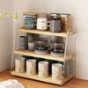 Rubber Wood 3-Tier Cup & Tea Set Storage Rack