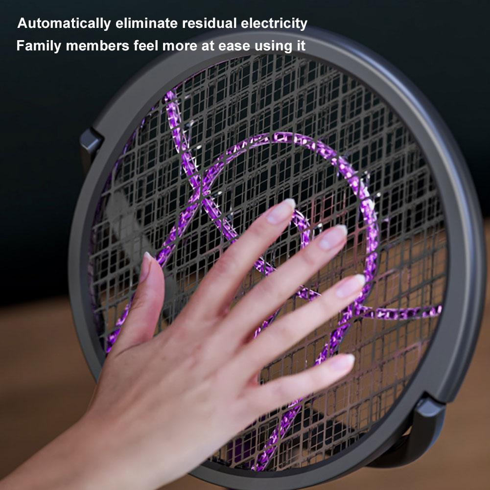 Rotating Head Bug Zapper Racket Rechargeable Mosquito Swatter 2 in 1 Fly Killer and Mosquito Trap Lamp for Home Indoor Outdoor