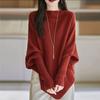 Women's Thin Knitted Batwing Sweater Loose Boat Neck Irregular Sweater Autumn Winter Soft Stretchy Knitted Top