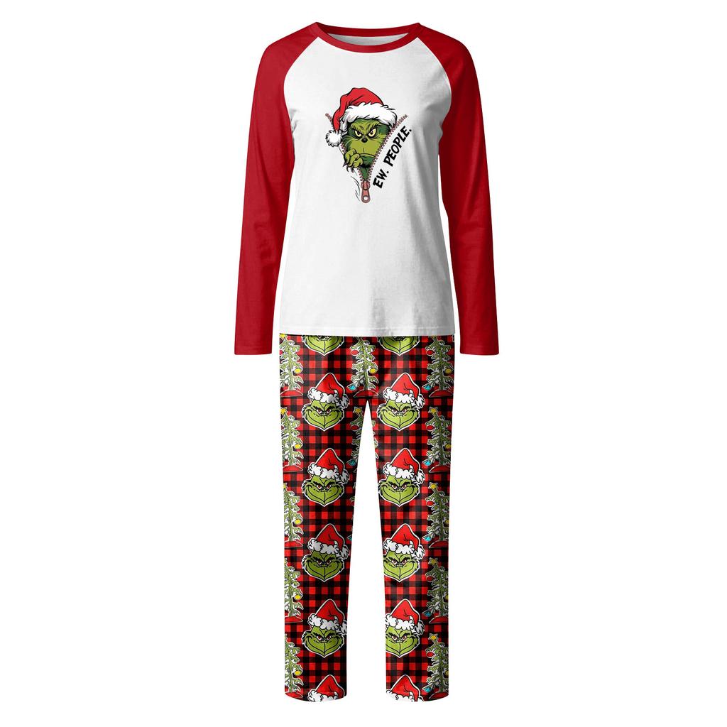 Print Cute Family Set Pajamas, Home Clothes, Family Set Long Sleeve Top Pants Set