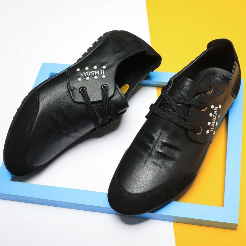 

Autumn casual leather shoes men s green breathable soft sole soft surface driving fashion trendy shoes 44