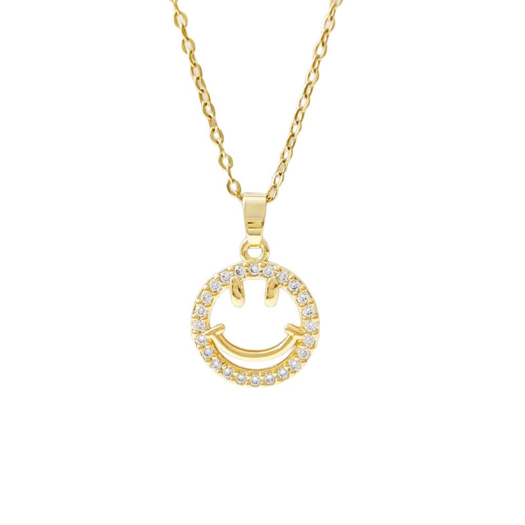 Elegant Titanium Smiley Face Necklace for Women - High-End Clavicle Chain Fashion Accessory