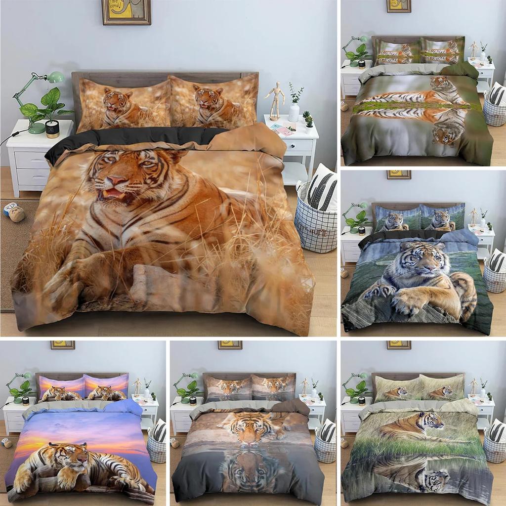 Tiger Wild Theme 3D Duvet Cover Bedding Set Comforter Linen Pillowcases Home Decor Single Double Twin King Queen
