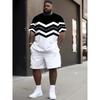 New Men's Trendy Teddy Bear Print Micro Elastic Comfortable Breathable Round Neck T-shirt Shorts Set Summer Outdoor Streetwear