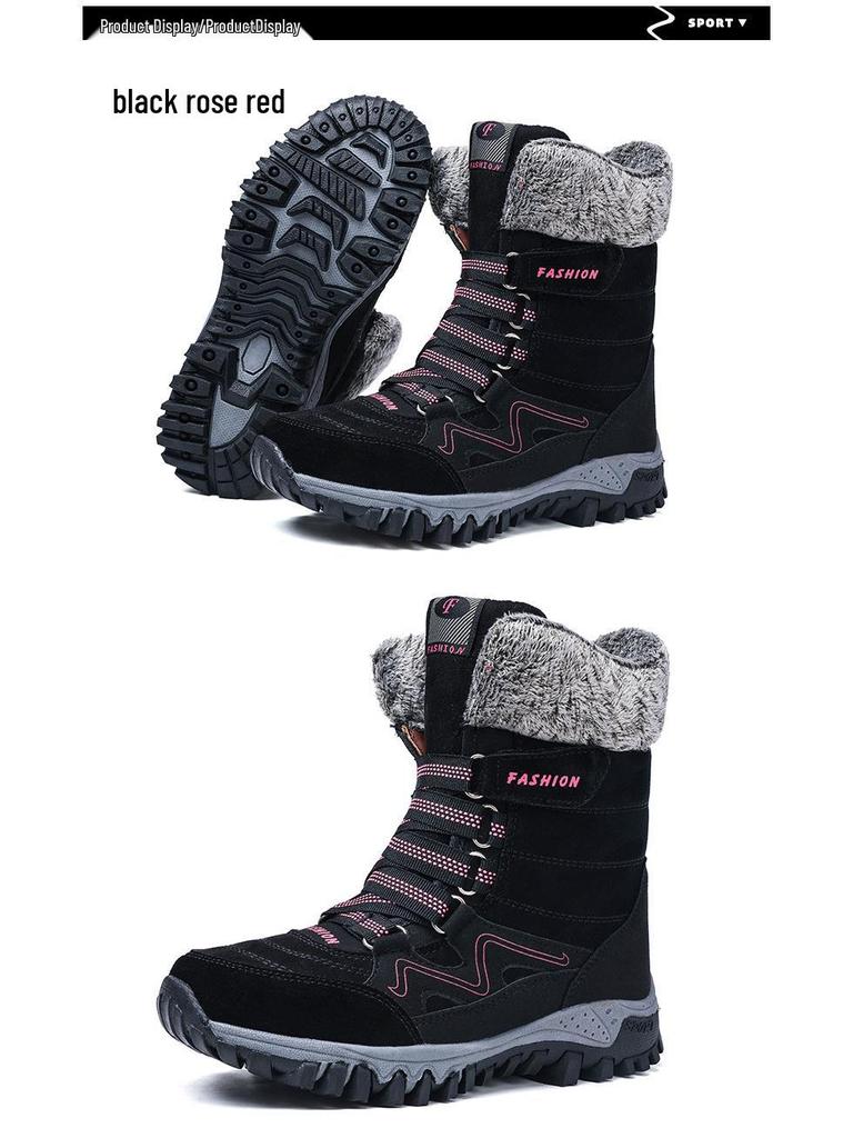 Plus Size Women's High-Top Snow Boots – Autumn/Winter Bestseller, Velvet Lined and Warm.