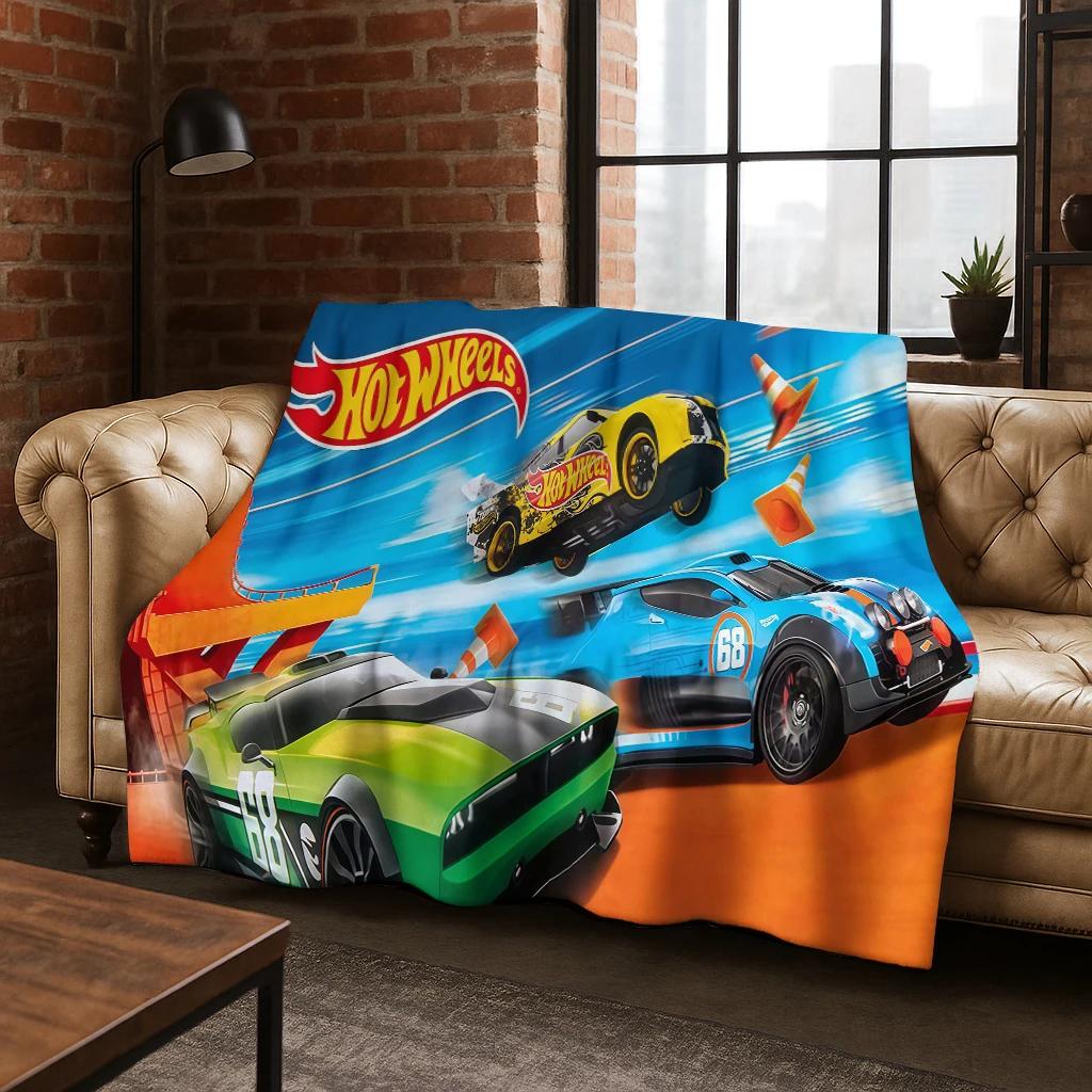 Cartoon Hot Wheels Spielzeug Rennwagen Kunst Flanelldecke, Gemütliche Weiche Überwurfdecke für Zuhause Schlafzimmer Bett Sofa Picknick Abdeckung Kindergeschenk