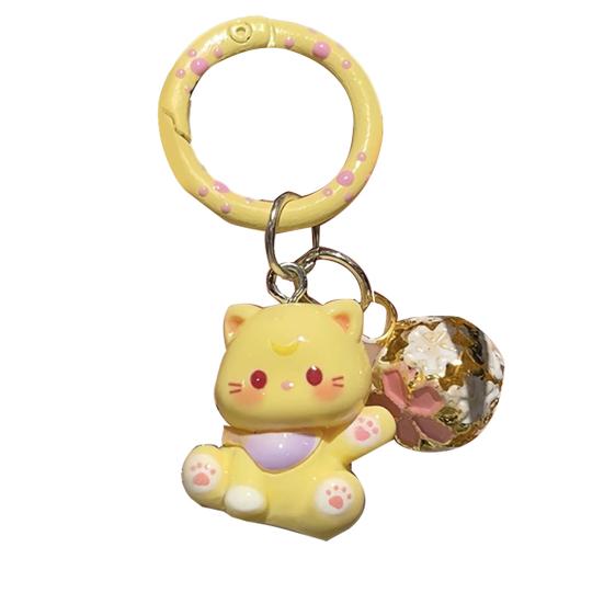 

Keychain Pendant Three-dimensional Cat Bell Sound Keyring Keys Bags Phone Lanyard Versatile Hanging Ornament жёлтый