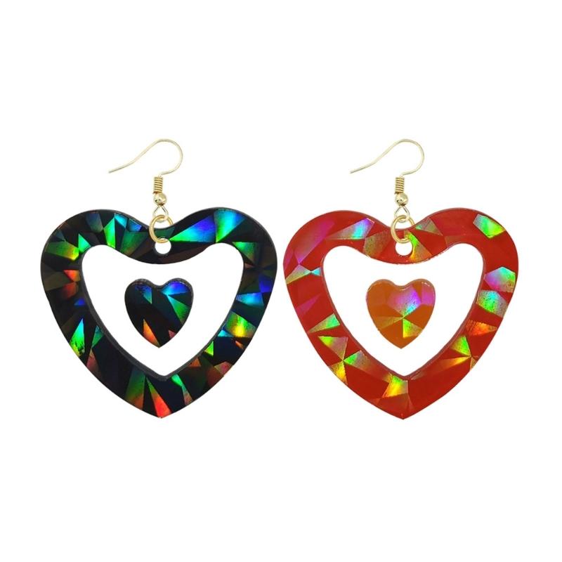 Heart Shape Resin Earring Mold Holographic Silicone Mold Hollow Heart Pendant Epoxy Casting Mold Handmade Art DIY Craft