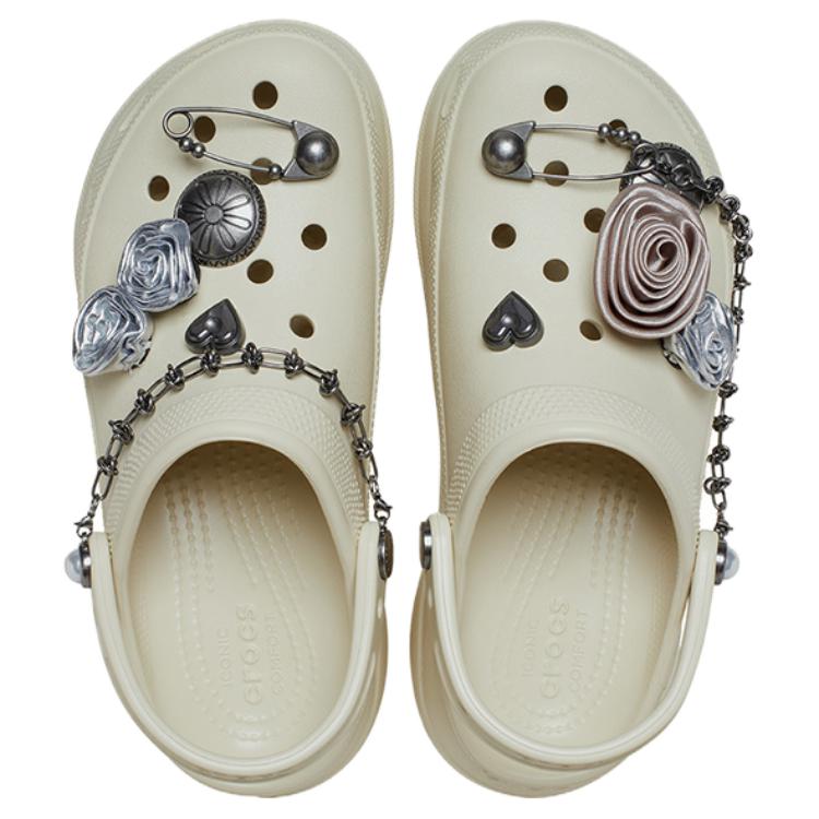 Crocs EVA Rock Rose Whale Stylish and Comfortable Hole Shoes Women's Bone White