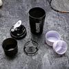 3 Layers Shaker Protein Bottle Powder Shake Cup Water Bottle Plastic Mixing Cup Body Building Exercise Bottle