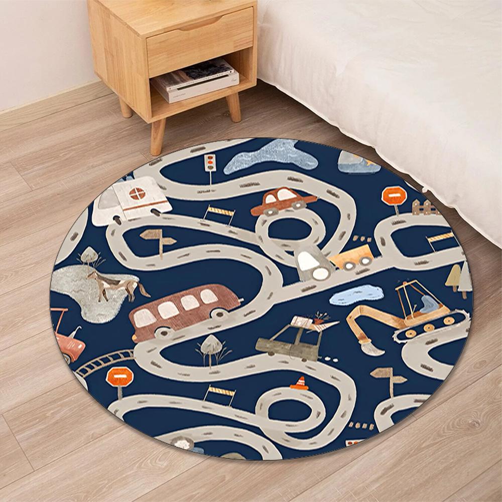 Graafmachine Bedrukte Ronde Vloerkleed Tapijt Stoelkleed Gebiedskleed Entree Deurmatten, voor Kantoorstoel Woonkamer Slaapkamer Keuken.