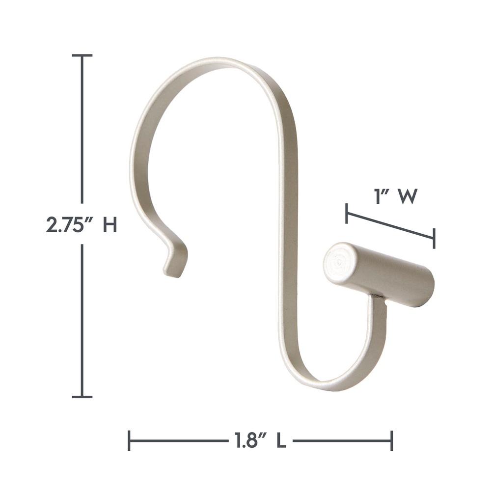 S-Shape Rustproof Stainless Steel Shower Curtain Hooks T-Bar Ends Set of 12 Durable Easy Open Fit Standard Rods