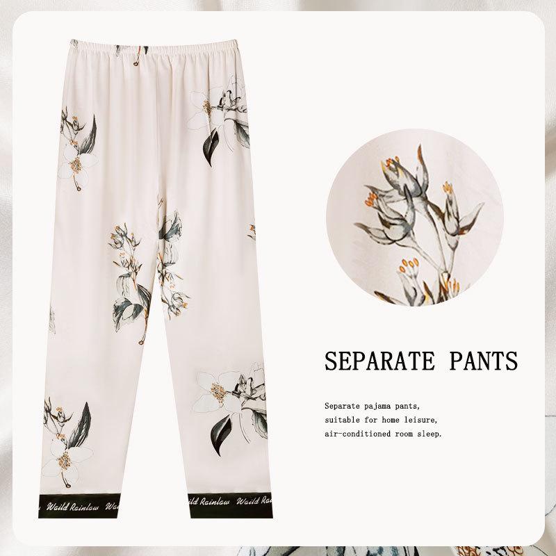 Spring/Summer Retro Floral Print Pajama Pants - Women's Korean Style, Suitable for Casual Wear, Loose Fit, Ideal for Spring and Autumn.