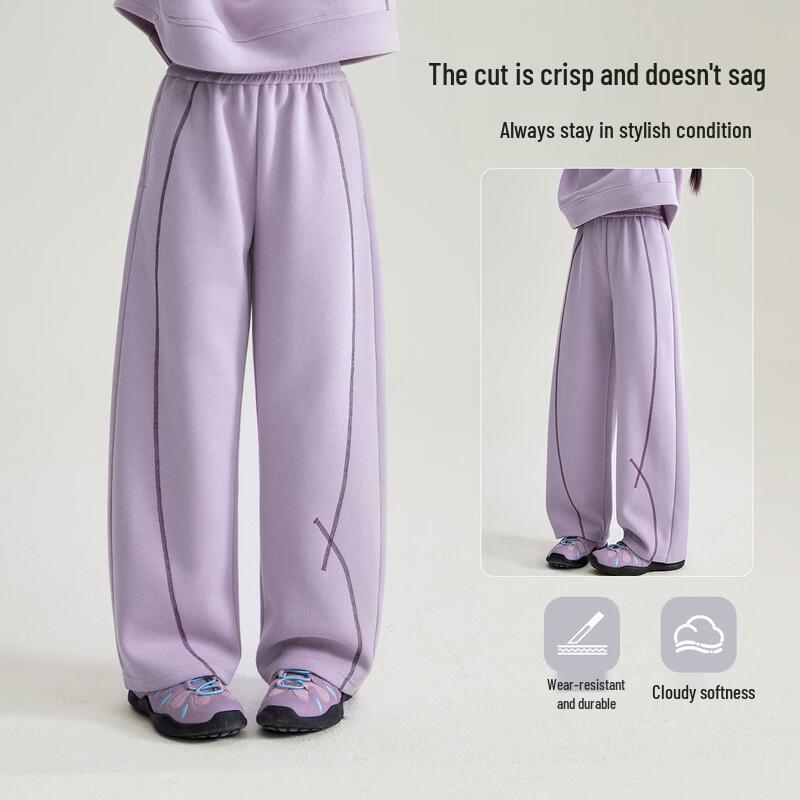Girls  Contrast Stitch Loose Knit Sweatpants 160