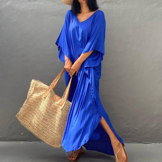 Bikini Cover Up Solid Color Split Summer Loose-fitting Sun Protection Beach