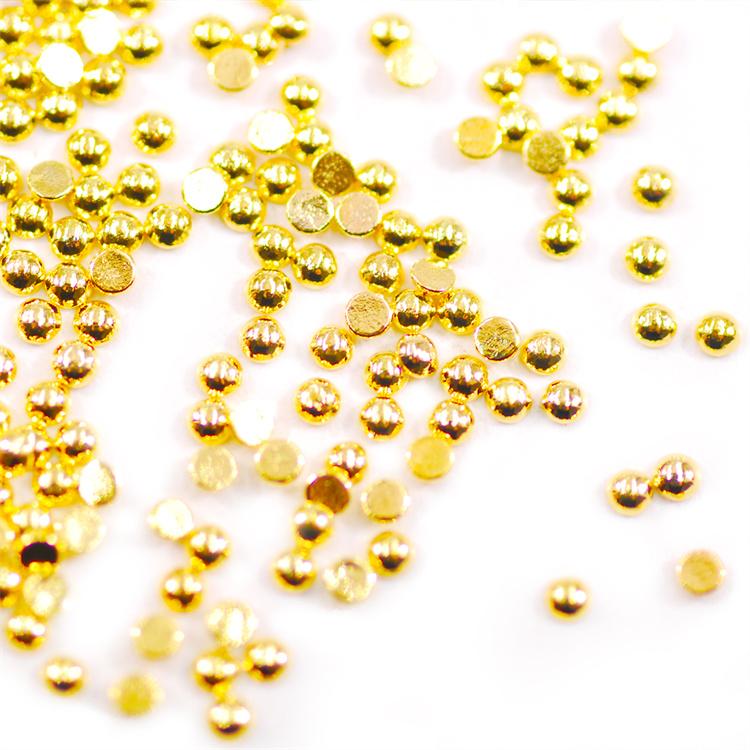 Hisenlee 1.5MM Gold Silver Half Round Flatback Metal Loose Rhinestones 10000Pcs/Bag Made Alloy Garment Decoration