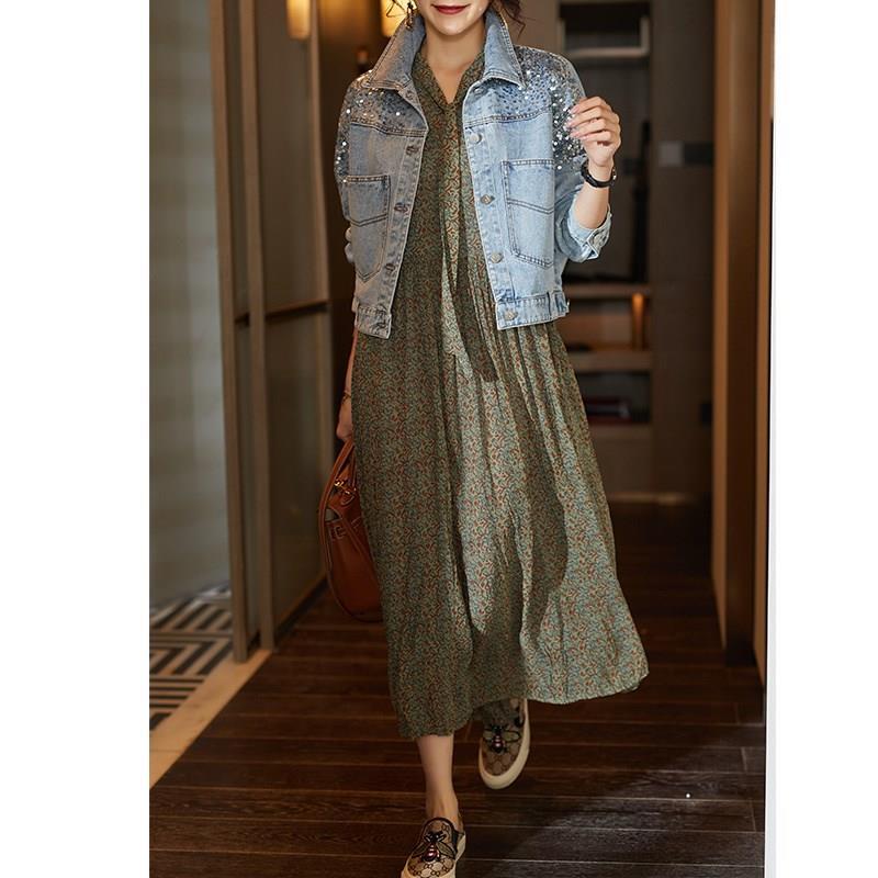 Palton Denim Femei Ins Palton Scurt Toamnă Timpurie Paiete Larg Versiune Coreeană Joker Toamnă